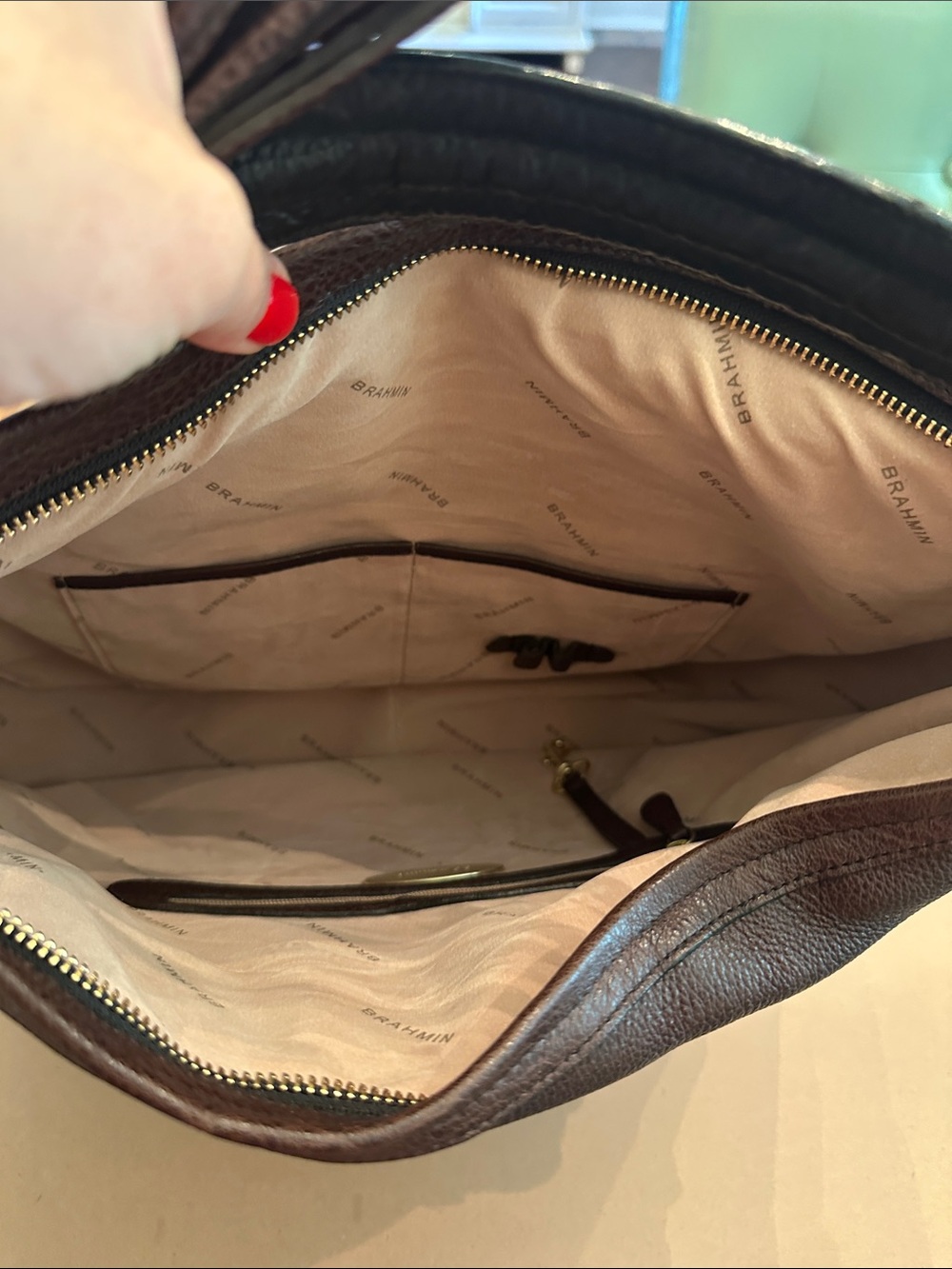 Brahmin Leopard-Print Shoulder Hobo in Brown and Black - Picture 4 of 4